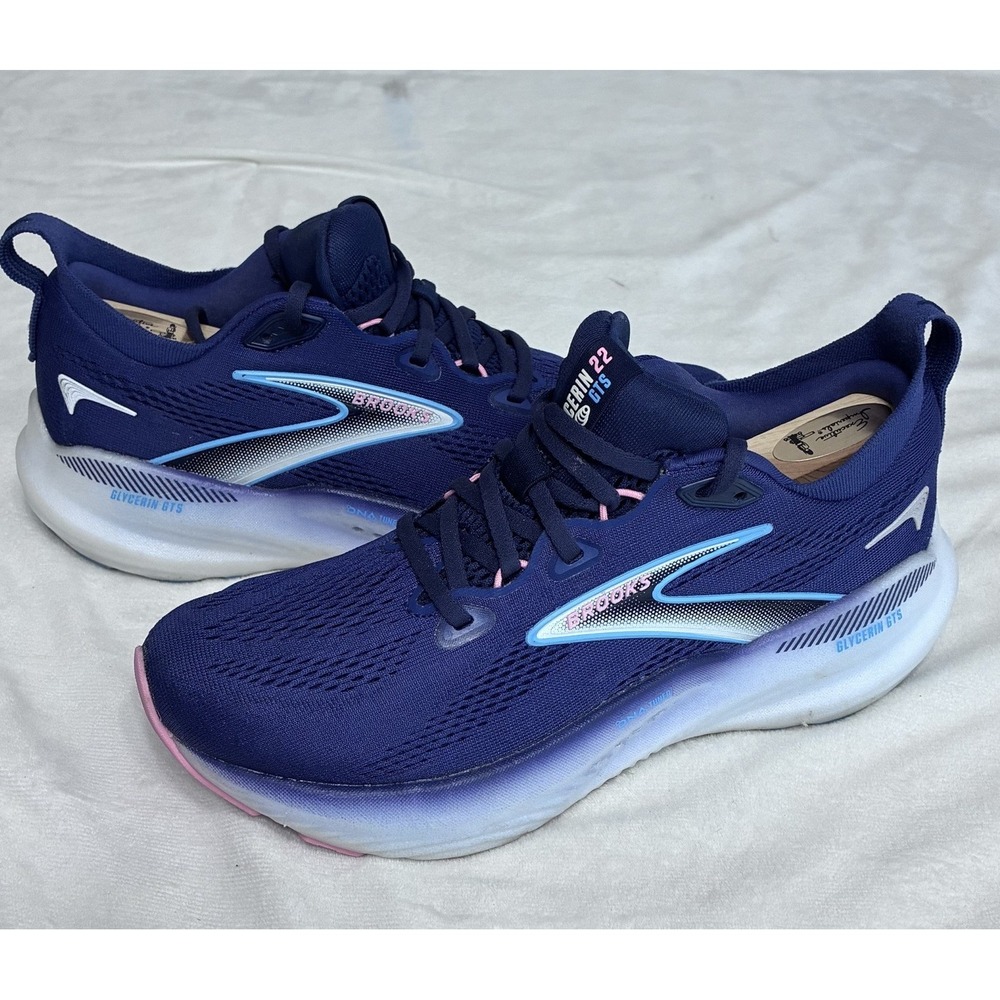 Brooks Glycerin GTS 22 Shoes Womens 8.5 Blue Running Sneakers Road 1204351B429